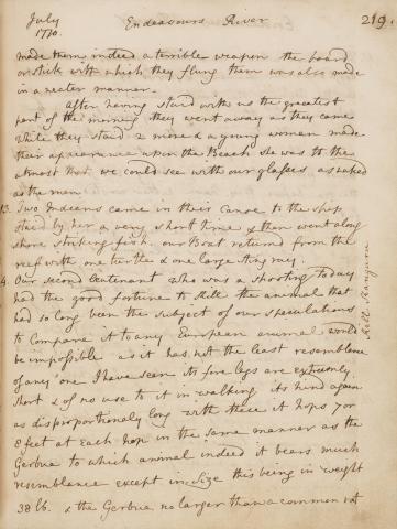 Endeavour journal, July 1770 entry by Joseph Banks